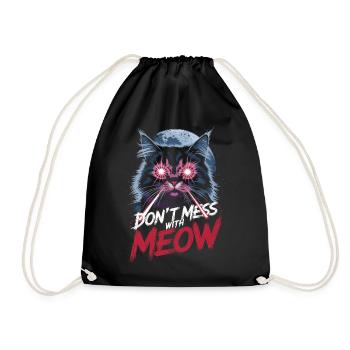 Don't Mess With Meow Laser Cat Art - Drawstring Bag - black - Front