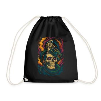 Astronaut Riding Dragon Cosmic Skull Art - Drawstring Bag - black - Front