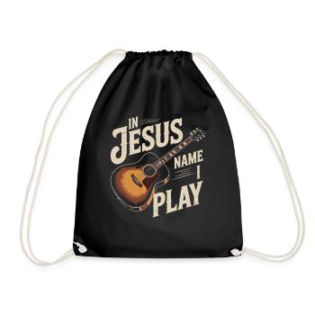 Im Namen Jesu Spiele Ich Gitarre - Turnbeutel - Schwarz - Vorne