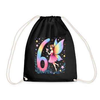 Douce Fée 6ème Anniversaire pour les filles - Sac de sport léger - noir - Devant