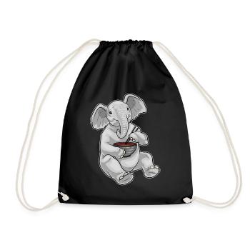 Elefant Koch Ramen Kochen - Turnbeutel - Schwarz - Vorne