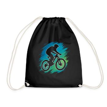 Mountain bike silhouette in vintage style - Drawstring Bag - black - Front