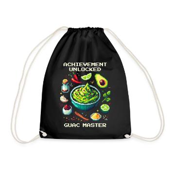 Guac Master Unlocked | Avocado Skill Achievement - Drawstring Bag - black - Front