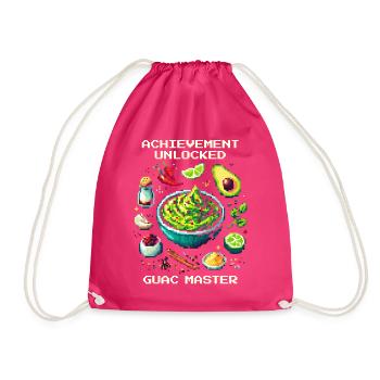 Guac Master Unlocked | Avocado Skill Achievement - Drawstring Bag - fuchsia - Front