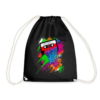 The 90s Sound - Graffiti Kassette Bunt Neon - Turnbeutel - Schwarz - Vorne