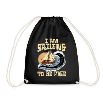 Sailing I Am Sailing To Be Free Boat Enthusiast - Turnbeutel - Schwarz - Vorne