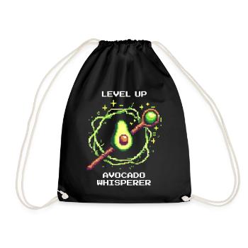 Level Up | Avocado Whisperer mit XP Power-Up - Turnbeutel - Schwarz - Vorne