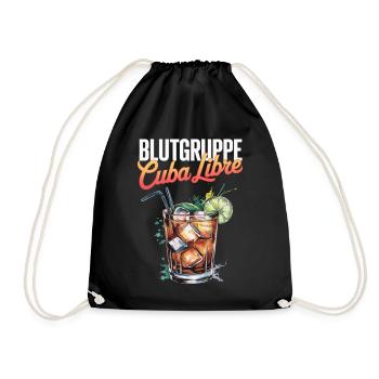 Blood Type Cuba Libre Cocktail Bartender - Drawstring Bag - black - Front