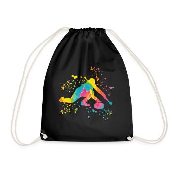 Curler Winter Sports Curling - Drawstring Bag - black - Front