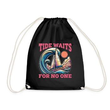 Sailing Tide Waits For No One Sailing Boat Lover - Turnbeutel - Schwarz - Vorne