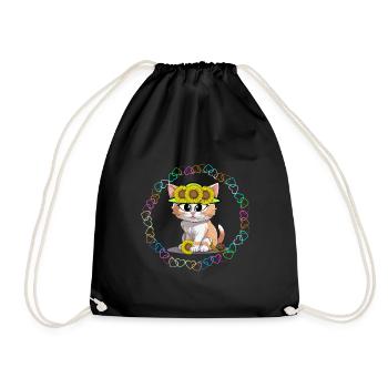 Chat Rétro Chats Enfants Enfant Tournesols - Sac de sport léger - noir - Devant