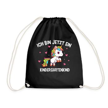 Ich Bin Jetzt Ein Kindergartenkind Einhorn - Turnbeutel - Schwarz - Vorne