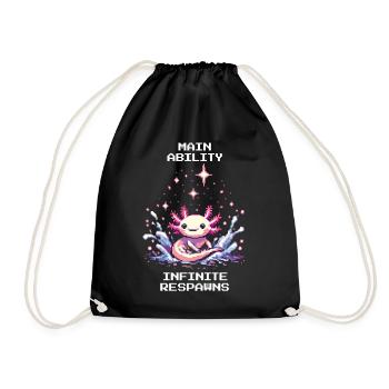 Puissance de l’axolotl | Infinite Respawns Retro Pixels - Sac de sport léger - noir - Devant