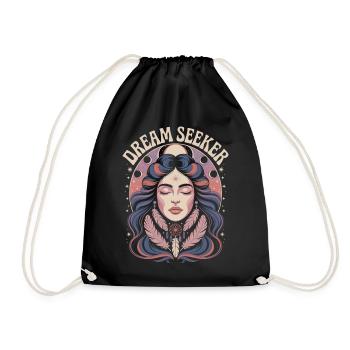 Dream Seeker Mystic Moon Phase Artwork - Drawstring Bag - black - Front