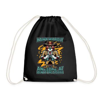 Ornithology Hawkwardly Awesome At Birdwatching - Drawstring Bag - black - Front