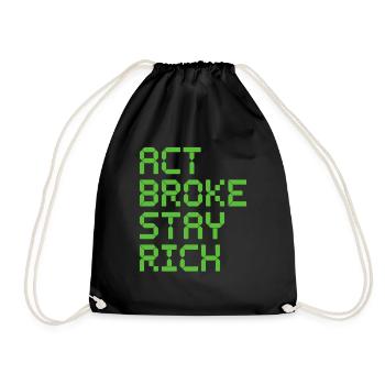 Acte Broke Rester riche Minimaliste Frugaliste Reich - Sac de sport léger - noir - Devant