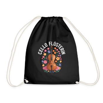 Cello Flüsterin mit Blumen Cellistin - Turnbeutel - Schwarz - Vorne