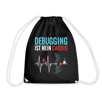 Debugging is my cardio - programmer nerd - Drawstring Bag - black - Front
