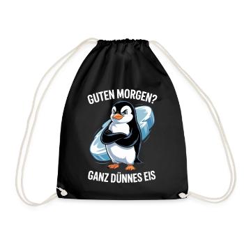 Good morning? Very thin ! Funny Penguin - Drawstring Bag - black - Front
