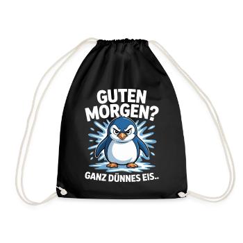 Good morning? Very thin ! Funny Penguin - Drawstring Bag - black - Front