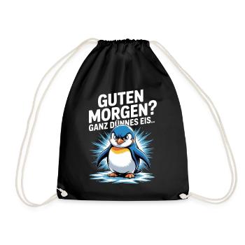 Good morning? Very thin ! Funny Penguin - Drawstring Bag - black - Front