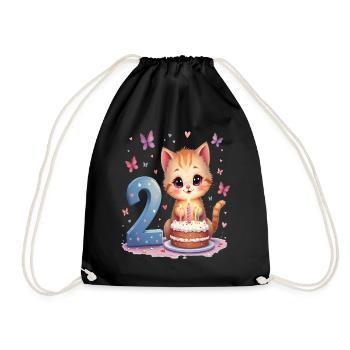 chaton mignon fille d’anniversaire 2e anniversaire - Sac de sport léger - noir - Devant