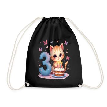 Chaton mignon 3ème anniversaire fille - Sac de sport léger - noir - Devant