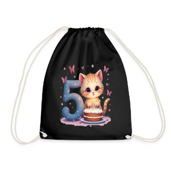 chaton mignon fille d’anniversaire 5 ans - Sac de sport léger - noir - Devant