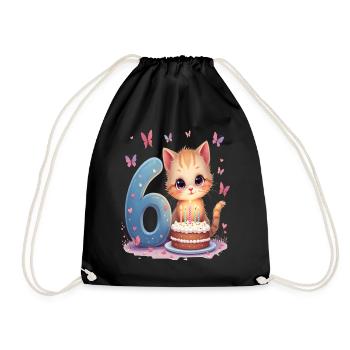chaton mignon fille d’anniversaire 6e anniversaire - Sac de sport léger - noir - Devant