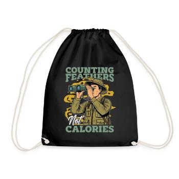 Ornithology Counting Feathers Not Calories Birding - Turnbeutel - Schwarz - Vorne