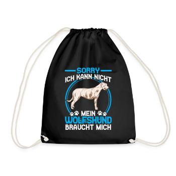 Irischer Wolfshund braucht mich - Turnbeutel - Schwarz - Vorne