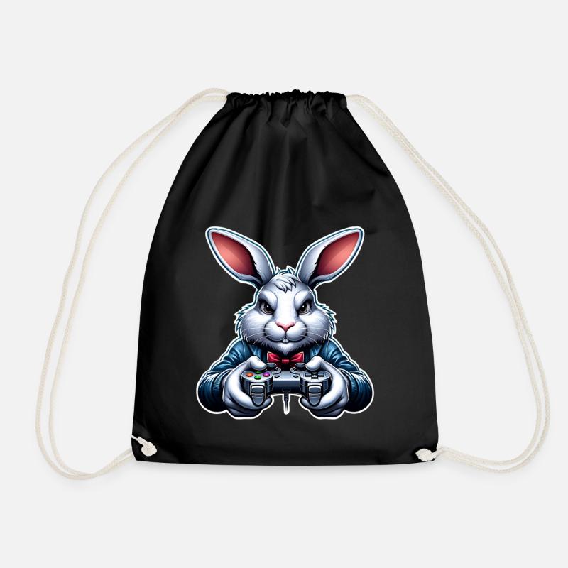 Hase Kaninchen Gamer Gaming Nerd - Turnbeutel - Schwarz