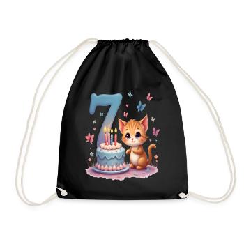 chaton mignon fille de 7e anniversaire - Sac de sport léger - noir - Devant