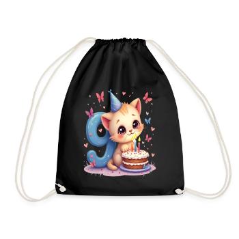 chaton mignon fille 9e anniversaire - Sac de sport léger - noir - Devant