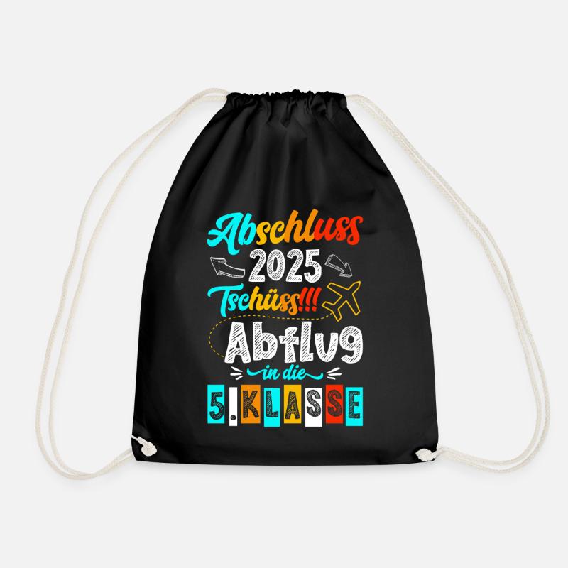 Abschluss 4. Klasse 2025 Tschüss Abflug - Turnbeutel - Schwarz