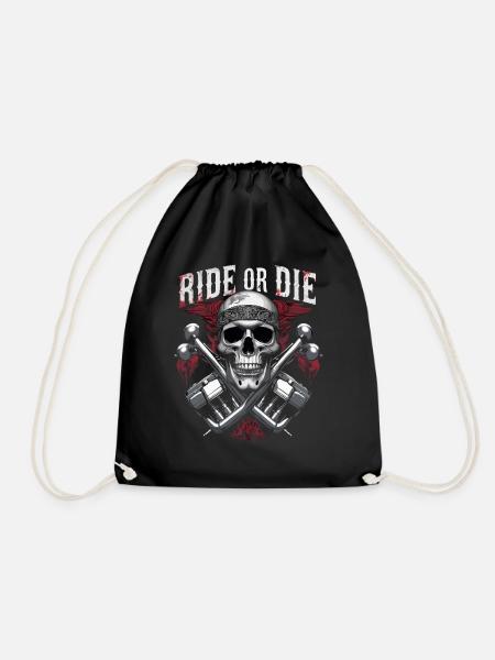 Motorrad Totenkopf Ride or Die Biker Chopper Rock - Turnbeutel - Schwarz