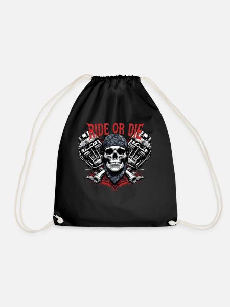 Motorrad Totenkopf Ride or Die Biker Chopper Rock - Turnbeutel - Schwarz