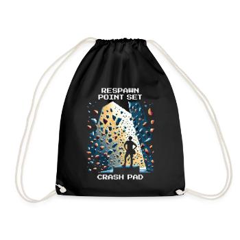 Respawn: Crash Pad | Bouldering Pixel Art - Drawstring Bag - black - Front