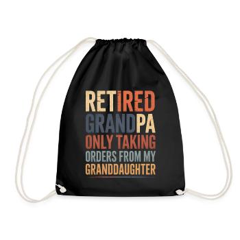 Retired Grandpa Granddaughter Grandfather - Drawstring Bag - black - Front