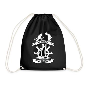 Navigation Mon problème Mon pictogramme Papa Maman Pêcheur - Sac de sport léger - noir - Devant