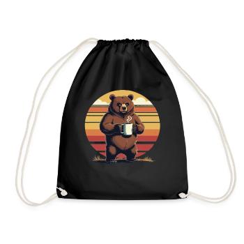 Grim Bear Tasse à café Ours Café Fatigué - Sac de sport léger - noir - Devant