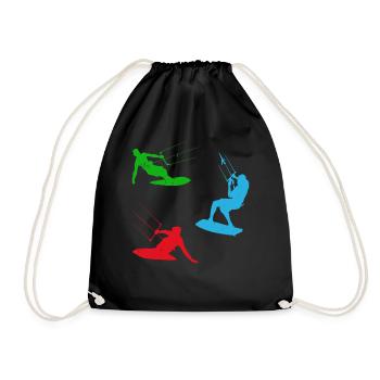 Watersports Kiteboarding Kitesurfer Kitesurfing - Turnbeutel - Schwarz - Vorne