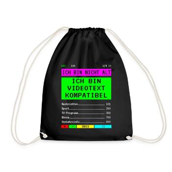 Ich bin nicht alt Geburtstag - Videotext - Turnbeutel - Schwarz - Vorne
