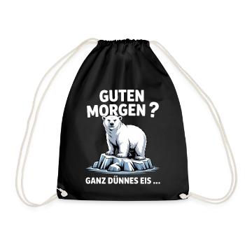 Good morning? Very thin ! Funny polar bear - Drawstring Bag - black - Front