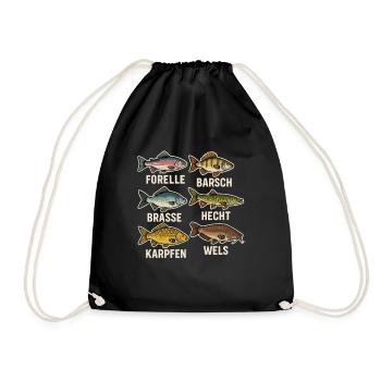 Vue d’ensemble des espèces de poissons – Conception de pêcheur à la truite - Sac de sport léger - noir - Devant