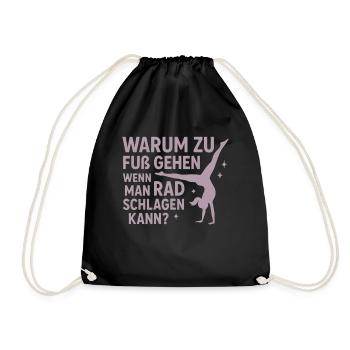 Why walk – Radschlag Turnspruch - Drawstring Bag - black - Front