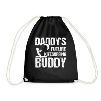 Kiteboarding Baby - Daddy's Future Kitesurfing - Drawstring Bag - black - Front
