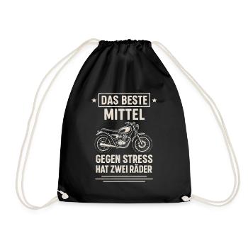 Motorrad gegen Stress – Zwei Räder Heilmittel - Turnbeutel - Schwarz - Vorne