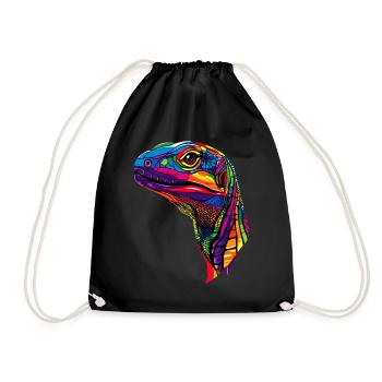 Monitor lizard, reptile, Komodo dragon, banded monitor lizard, lizard - Drawstring Bag - black - Front