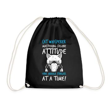 Cats, middle finger, cat in the car, cats lovers - Drawstring Bag - black - Front